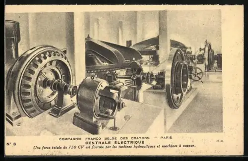 AK Paris, Compagnie Franco Belge des Crayons, Centrale Électrique, Une force totale est fournie par les turbines...
