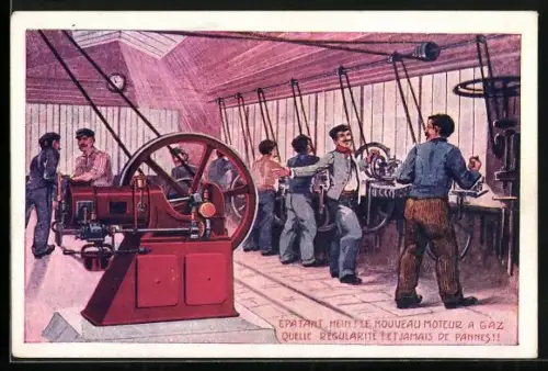 AK Fabrikarbeiter an der Maschine