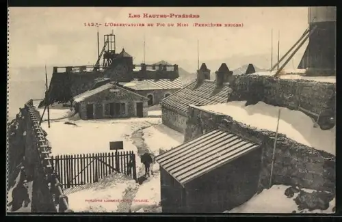 AK Les Hautes-Pyrénées, L`Observatoire du Pic du Midi, Premières Neiges