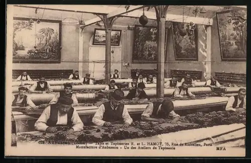 AK Aubusson /Creuse, Tapis et Tapisseries R. et L. Hamot, 75, Rue de Richelieu, Paris, Manufacture d`Aubusson