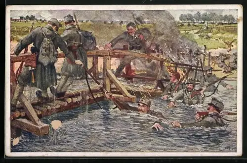 AK Rotes Kreuz Nr. 620, Landsturm-Infanterie-Regiment Nr. 32 entzieht sich knapp der russischen Gefangennahme