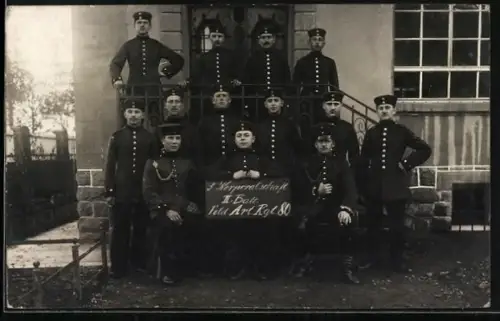 Foto-AK 3. Korporalschaft II. Batt. Feld Artillerie Rgt. 80, Gruppenfoto