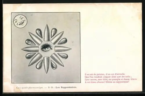 AK Carte postale pharmaceutique, Les Suppositoires