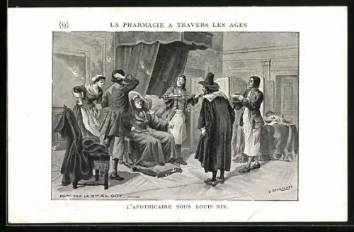 AK La Pharmacie A Travers Les ages, Apotheke zur Zeit König Ludwig XIV., Medizin