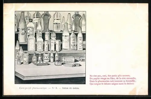 AK Carte postale pharmaceutique, Intus et extra