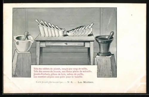 AK Carte postale pharmaceutique, Les Mortiers