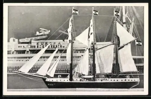 AK Modell des 1932 gesunkenen Segelschiffs Niobe