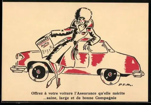Künstler-AK Offrez à votre voiture l`Assurance qu`elle mérite