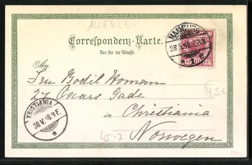 Lithographie Beleibter Herr und Dame beim Bergsteigen