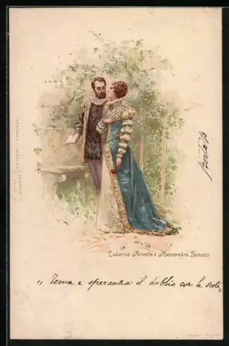 Lithographie Ludvico Ariosto e Alessandra Benucci
