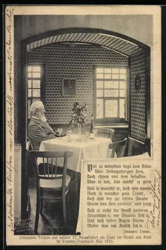 AK Traben-Trarbach, Johannes Trojan im Hotel zur Post 1910