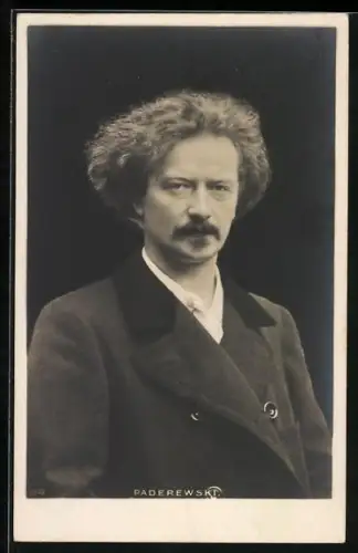 AK Portrait Paderewski im Mantel