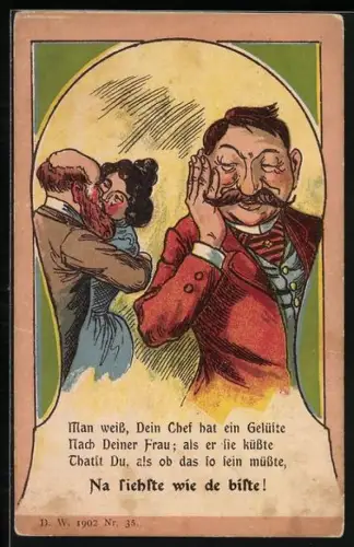 Künstler-AK Man weiss, Dein Chef hat ein Gelüste nach deiner Frau