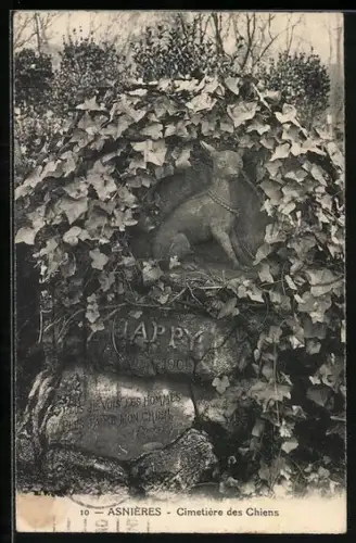 AK Asnières, Cimetière des Chiens, Grabmal Jappy auf dem Hundefriedhof