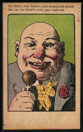 Lithographie Mann ist einen Knödel, Ein Knödl, zwei Knödl, auch zwanzig..., früher Druck