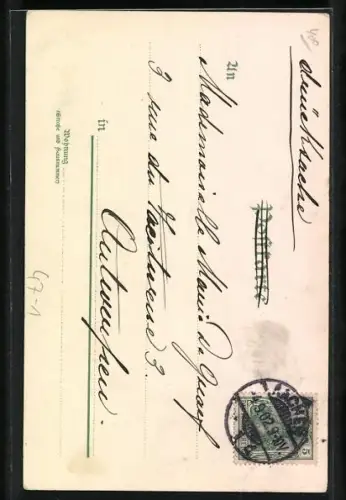 Lithographie Zwei rauchende Studenten, Dös is unserm Vater sei anziger Trost...