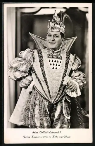 AK Edmund I. Prinz Karneval 1951 in Köln