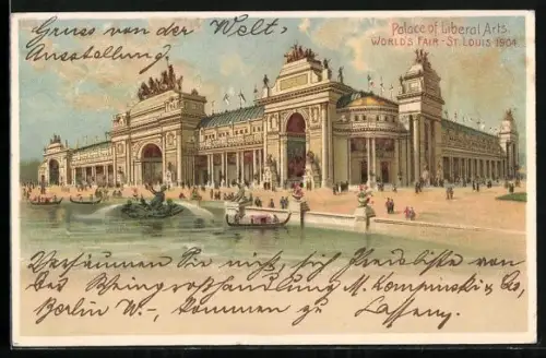 Lithographie St. Louis, World`s Fair-Ausstellung 1904, Palace of Liberal Arts