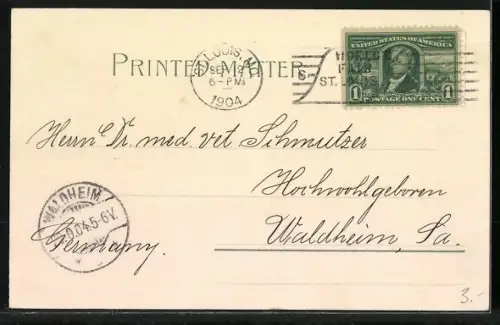 Lithographie St. Louis, World`s Fair-Ausstellung 1904, Palace of Liberal Arts