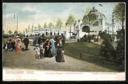 AK Düsseldorf, Ausstellung 1902, Pavillon der Staatseisenbahn