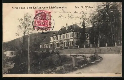 AK Liebfrauenthal, Ortsansicht mit Gasthaus