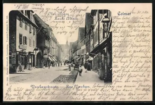AK Colmar / Ober-Elsass, Vauban-Strasse mit Geschäften
