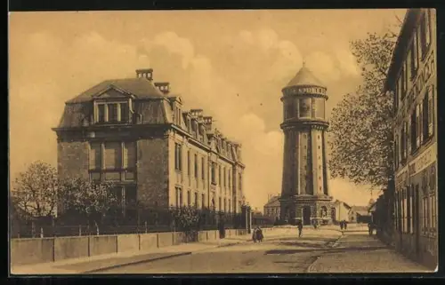 AK Hagenau, Strassenpartie beim Wasserturm
