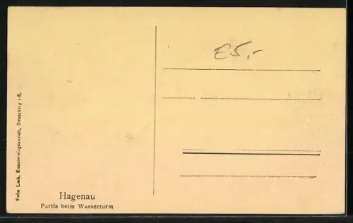 AK Hagenau, Strassenpartie beim Wasserturm