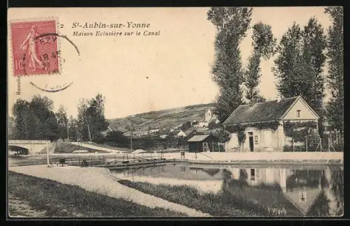 AK Saint-Aubin-sur-Yonne, Maison Eclusiere sur le Canal