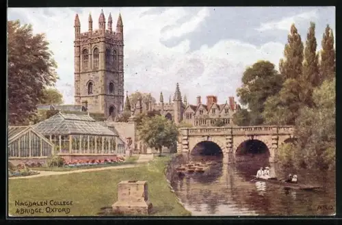 Künstler-AK A. R. Quinton: Oxford, Magdalen College & Bridge