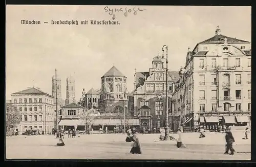 AK München, Lenbachplatz mit Künstlerhaus und Synagoge