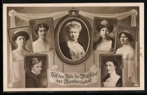 AK Kaiserin Auguste Victoria von Preussen, Prinzessin Ady, Sophie Charlotte von Oldenburg, 7 Portraits