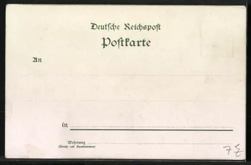 Lithographie Müller Voss vor einer Tasche mit Schmuck und Besteck, Fritz Reuter