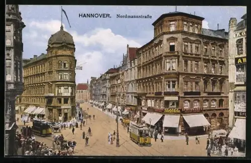 AK Hannover, Nordmannstrasse, Strassenbahn