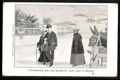 AK Mentone, Ex-Kronprinzess von Sachsen und Sprachlehrer Andre Giron