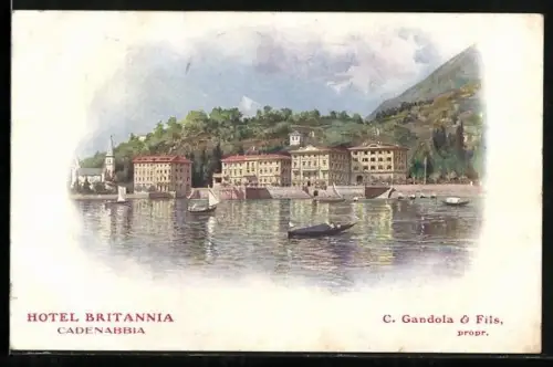 Künstler-AK Cadenabbia, Hotel Britannia