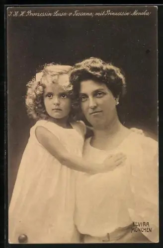 AK Prinzessin Monika von Sachsen und Prinzessin Luisa v. Toscana im Kleid