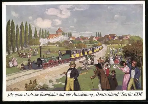 AK Erste deutsche Eisenbahn auf der Ausstellung Deutschland, Berlin 1936