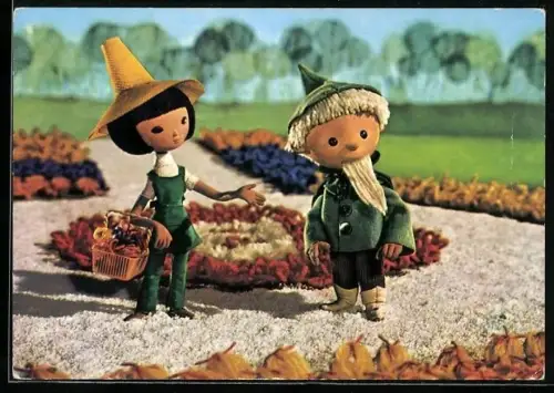 AK Unser Sandmännchen in Asien bei der Safranernte