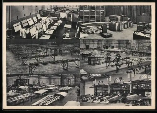 AK Abteilungen für die Flugzeug-Montage in einer Junkers-Fabrik
