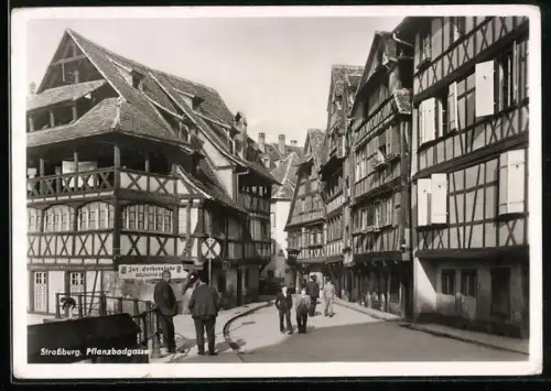 AK Strassburg, Pflanzbadgasse mit Gasthaus zur Gerberstube