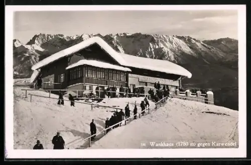 Künstler-AK Partenkirchen, Wankhaus gegen Karwendel