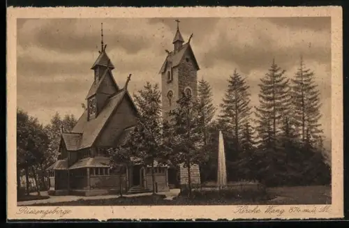 AK Brückenberg, Blick auf die Kirche Wang