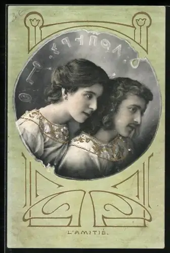 AK L`Amitié, Ornamente, Jugendstil