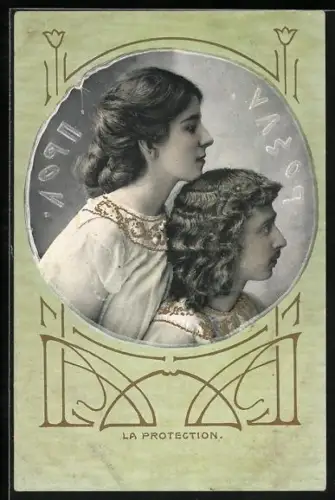 AK La Protection, Ornamente, Jugendstil
