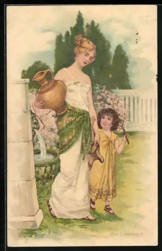 AK Ein Labetrank, Griechin mit ihrem Sohn, Mutterglück