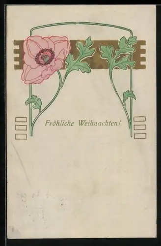 AK Mohnblume, Ornamente, Weihnachtsgruss, Jugendstil
