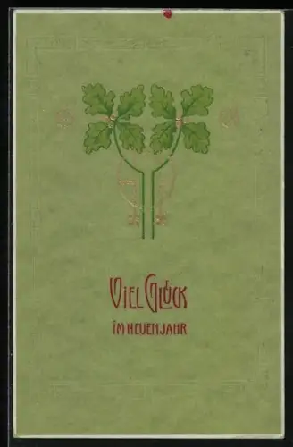 AK Eichenblätter, Ornamente, Neujahrsgruss, Jugendstil