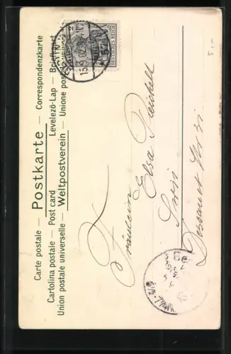 AK Blondes Fräulein mit Halskette unterm Sternenhimmel, Jugendstil