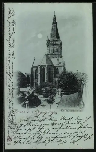 Mondschein-AK Osnabrück, Katharinenkirche